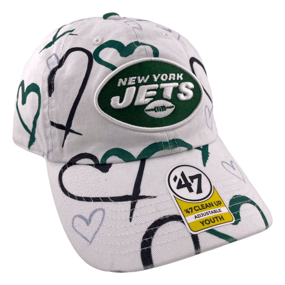 NEW '47 Brand New York Jets NFL Youth Hearts Clean Up‎ Adjustable Dad Hat Cap